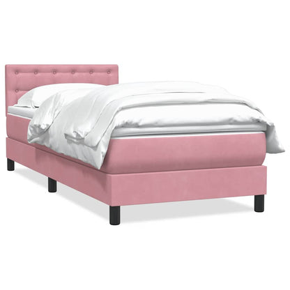 Box Spring Postel S Matrací Růžová 90X210 Cm Samet