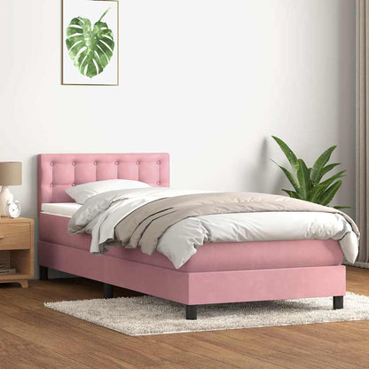 Box Spring Postel S Matrací Růžová 90X210 Cm Samet