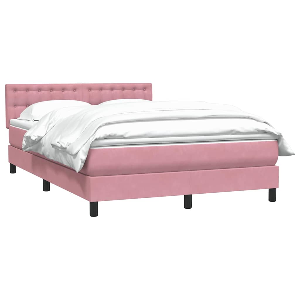 Box Spring Postel S Matrací Růžová 140X210 Cm Samet