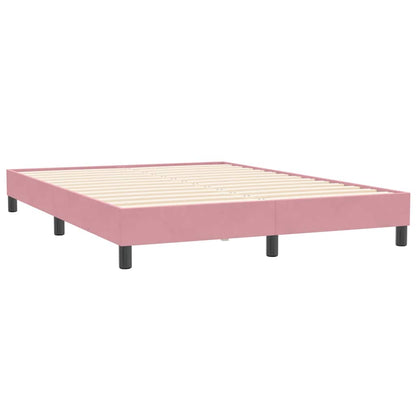 Box Spring Postel S Matrací Růžová 140X210 Cm Samet