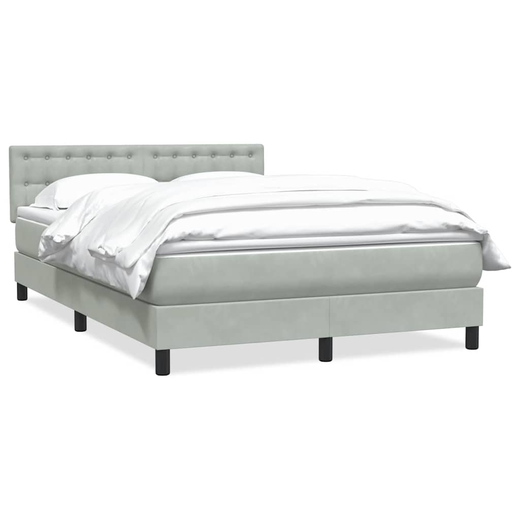 Box Spring Postel S Matrací Samet Světle Šedá