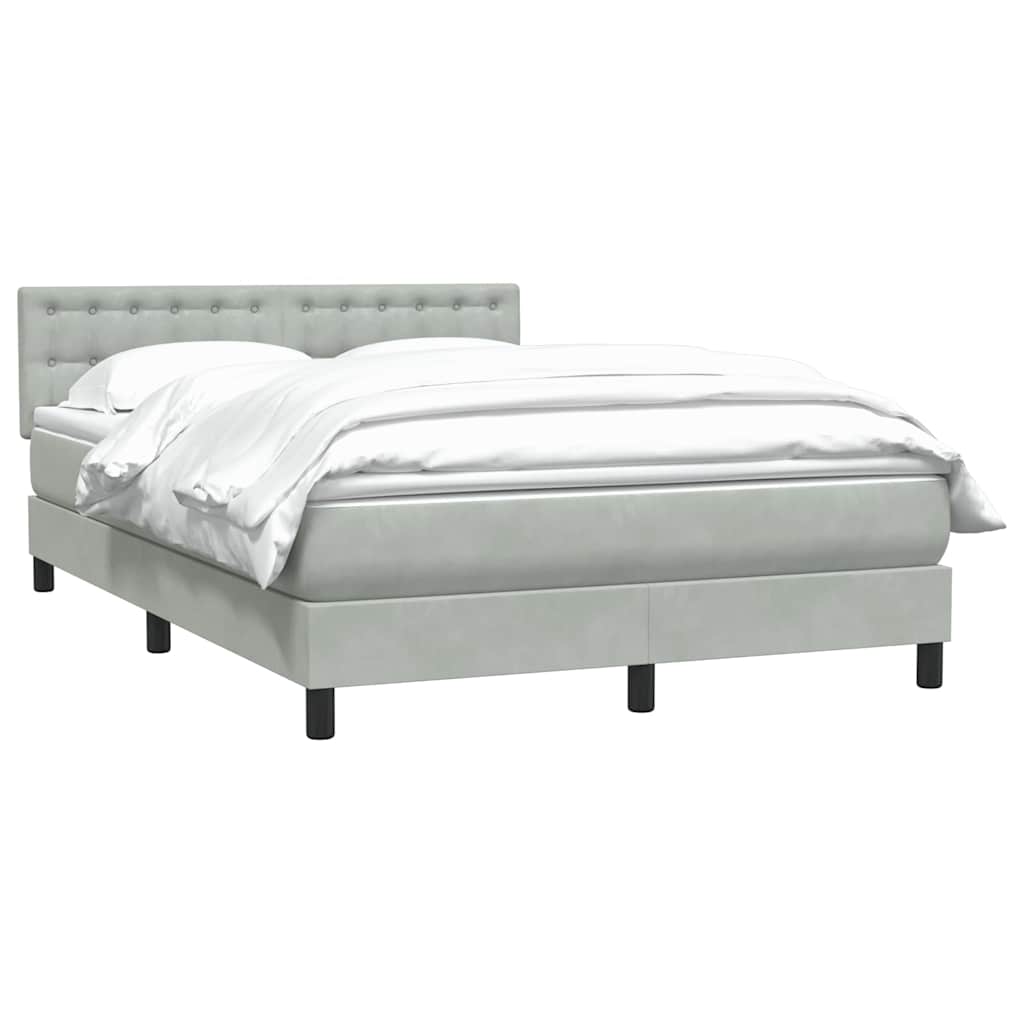 Box Spring Postel S Matrací Samet Světle Šedá