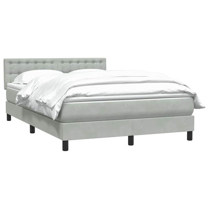 Box Spring Postel S Matrací Samet Světle Šedá
