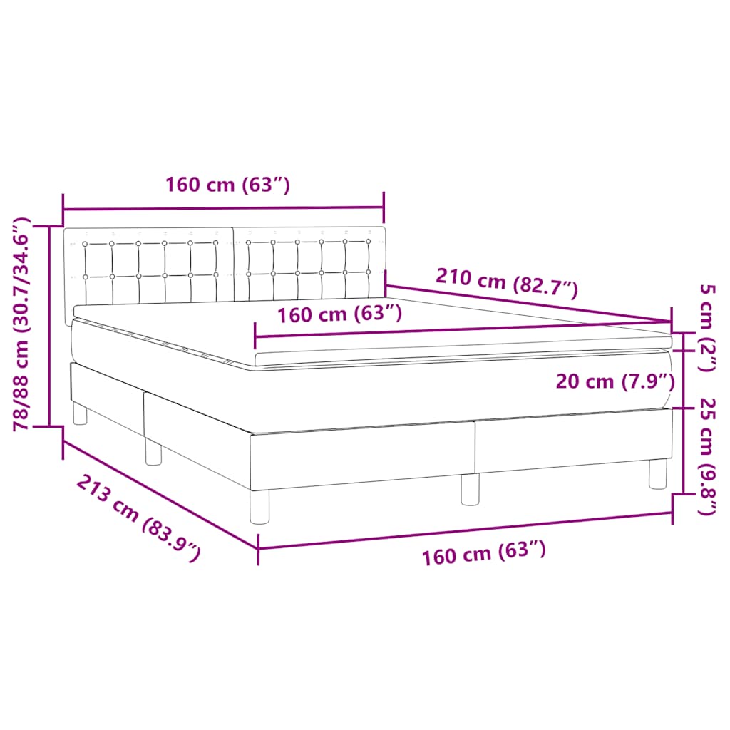 Box Spring Postel S Matrací Samet Světle Šedá