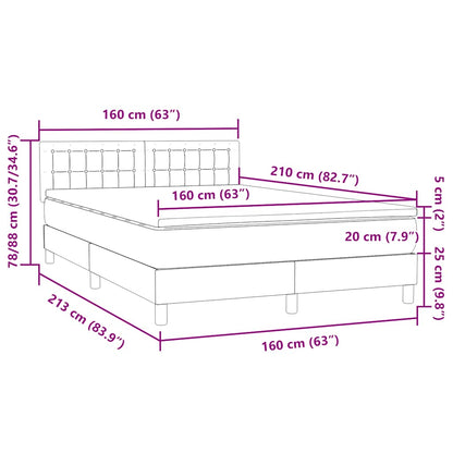 Box Spring Postel S Matrací Samet Světle Šedá
