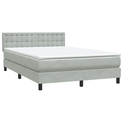 Box Spring Postel S Matrací Samet Světle Šedá