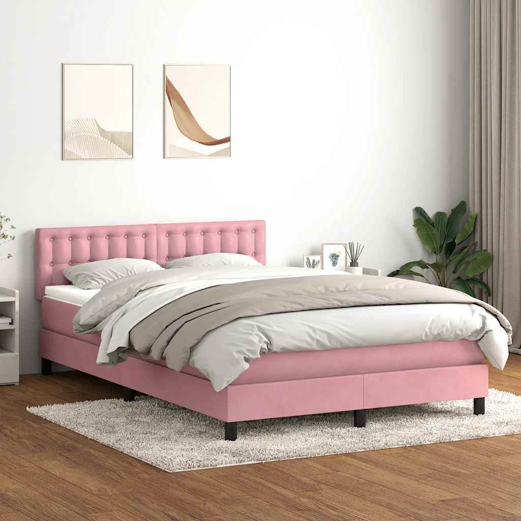 Box Spring Postel S Matrací Růžová 160X210 Cm Samet