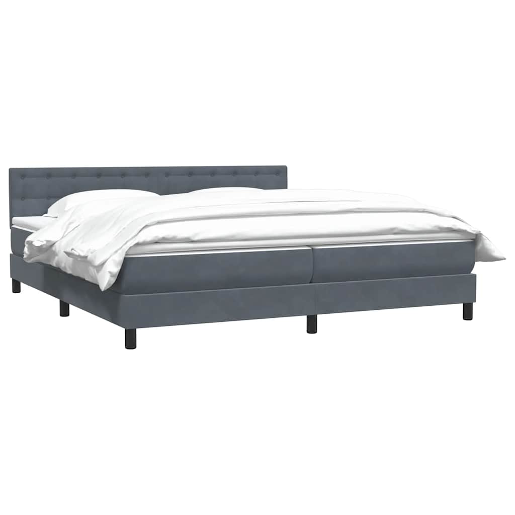 Box Spring Postel S Matrací Samet Tmavě Šedá