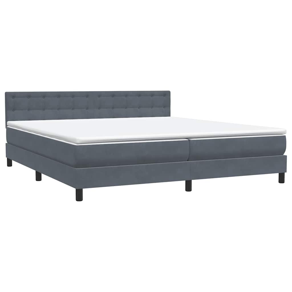 Box Spring Postel S Matrací Samet Tmavě Šedá