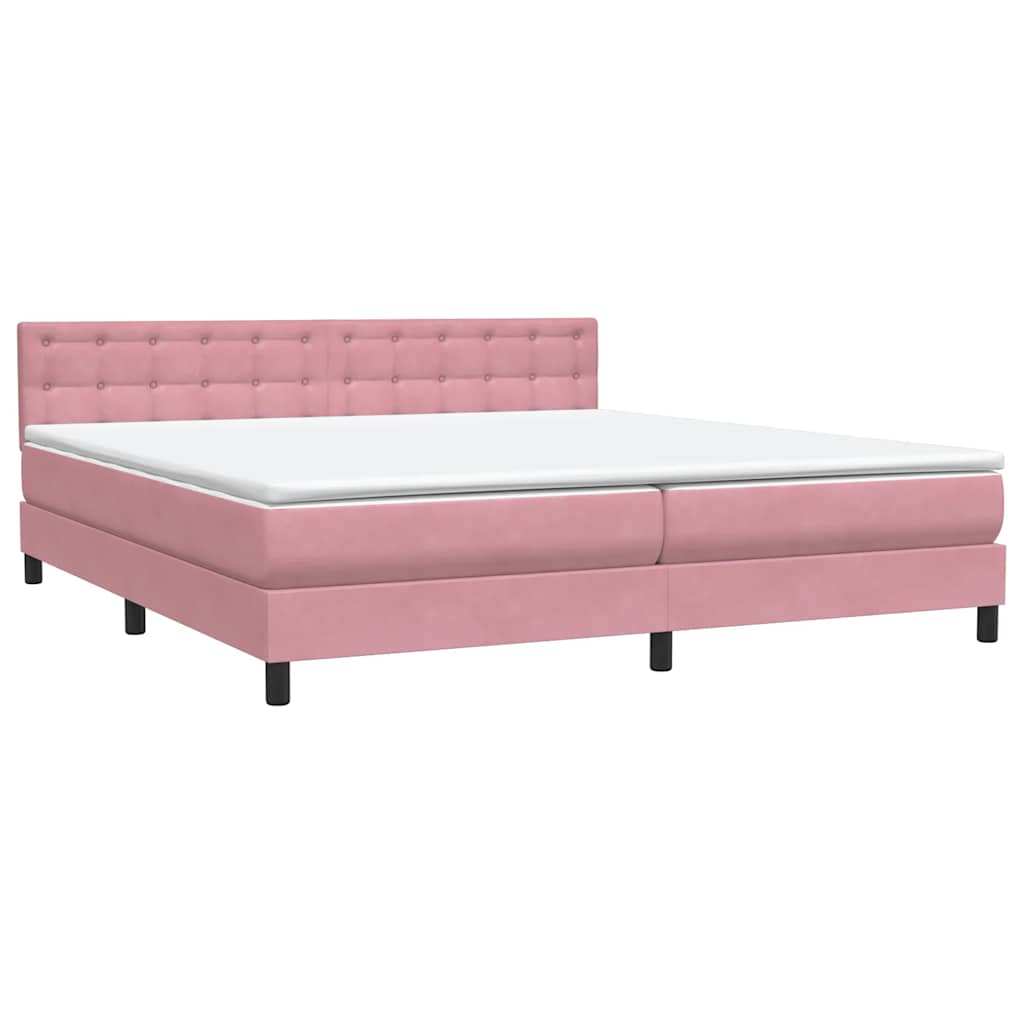 Box Spring Postel S Matrací Růžová 180X210 Cm Samet