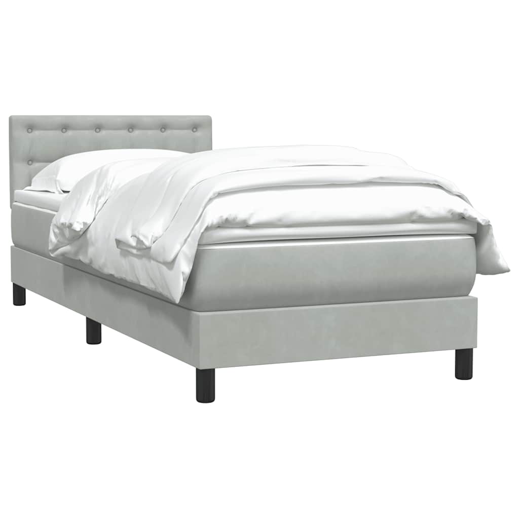 Box Spring Postel S Matrací Samet Světle Šedá