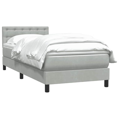 Box Spring Postel S Matrací Samet Světle Šedá