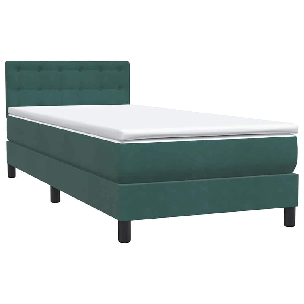 Box Spring Postel S Matrací Tmavě Zelená 80X220 Cm Samet
