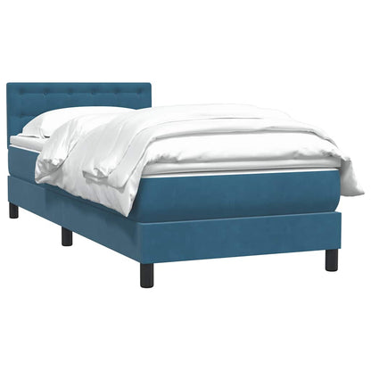 Box Spring Postel S Matrací Tmavě Modrá 80X220 Cm Samet