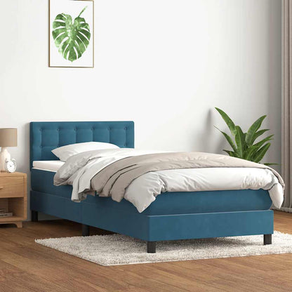 Box Spring Postel S Matrací Tmavě Modrá 80X220 Cm Samet