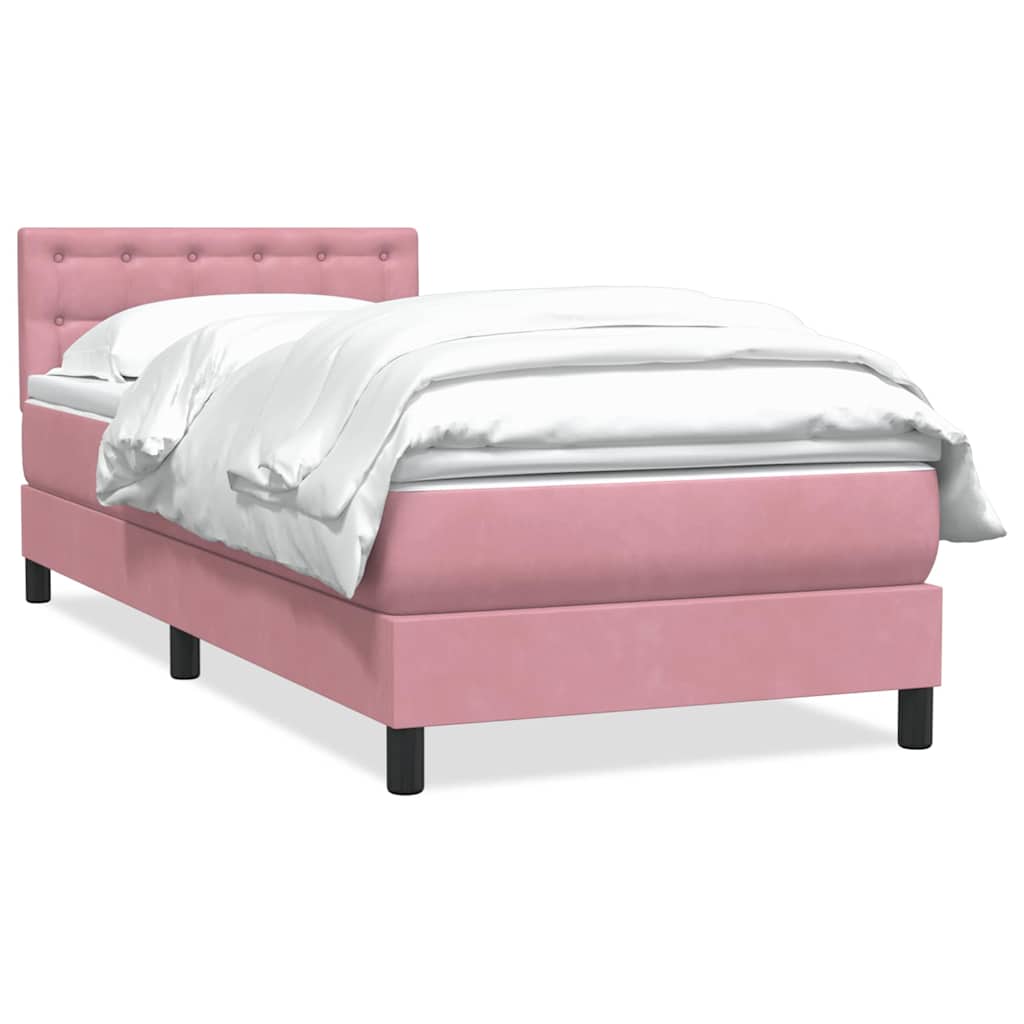 Box Spring Postel S Matrací Růžová 80X220 Cm Samet