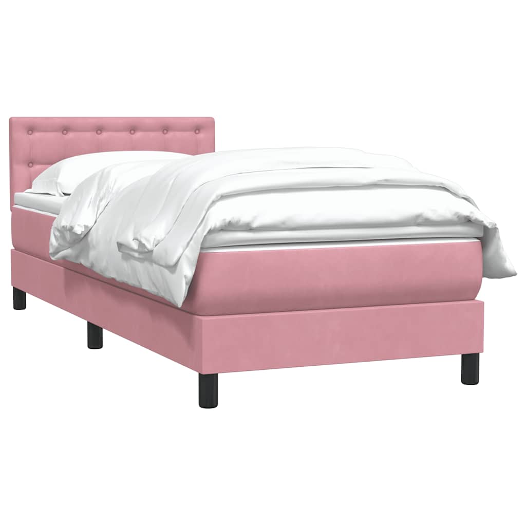 Box Spring Postel S Matrací Růžová 80X220 Cm Samet