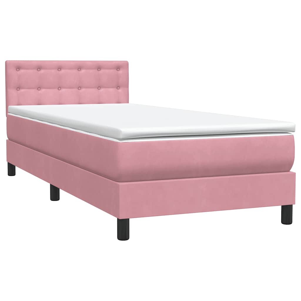 Box Spring Postel S Matrací Růžová 80X220 Cm Samet