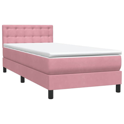 Box Spring Postel S Matrací Růžová 80X220 Cm Samet