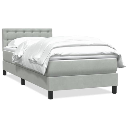Box Spring Postel S Matrací Samet Světle Šedá