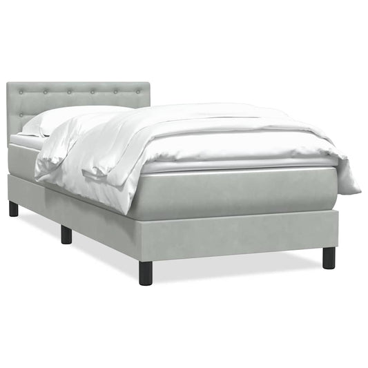 Box Spring Postel S Matrací Samet Světle Šedá