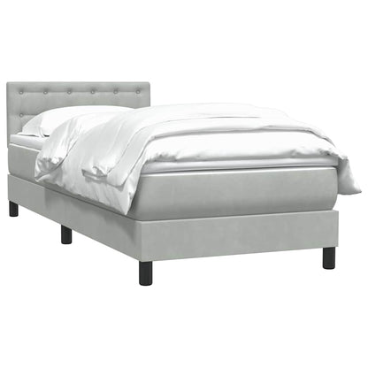 Box Spring Postel S Matrací Samet Světle Šedá
