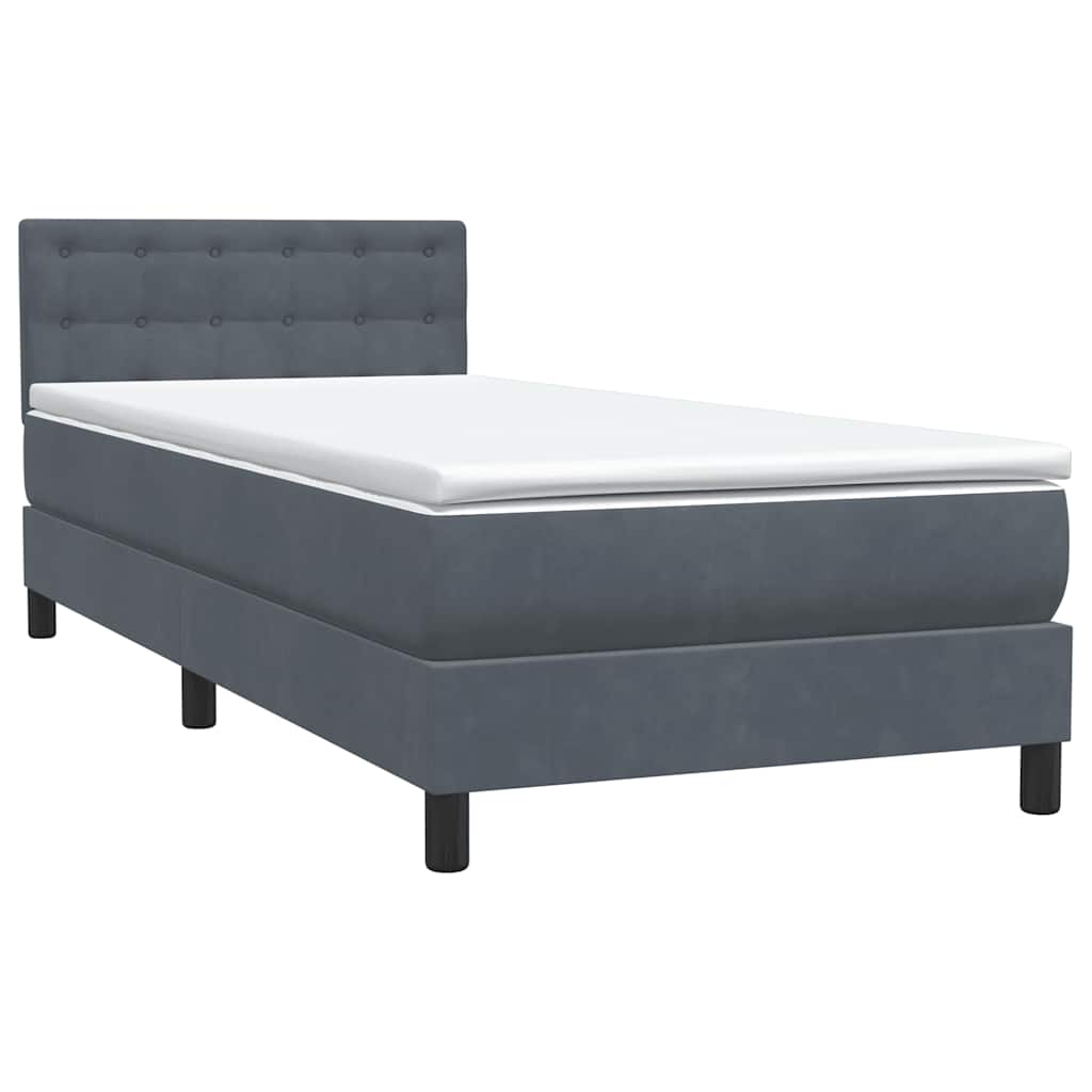 Box Spring Postel S Matrací Samet Tmavě Šedá