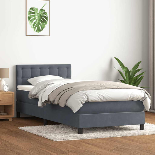 Box Spring Postel S Matrací Samet Tmavě Šedá