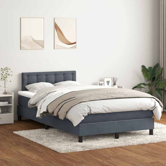 Box Spring Postel S Matrací Samet Tmavě Šedá