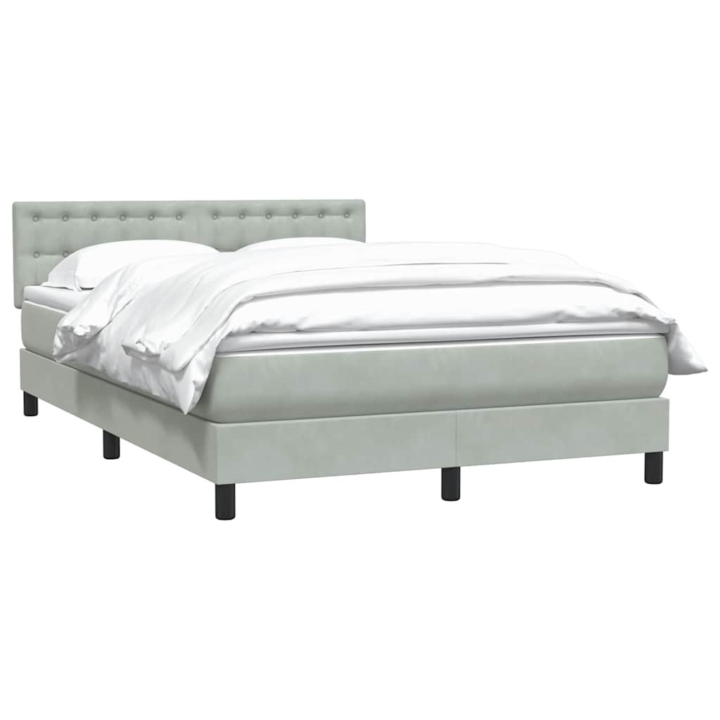Box Spring Postel S Matrací Samet Světle Šedá
