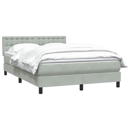 Box Spring Postel S Matrací Samet Světle Šedá