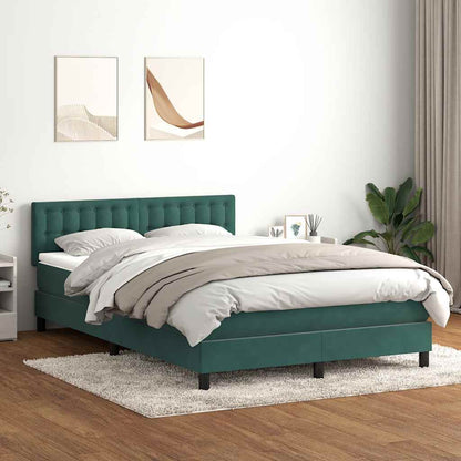 Box Spring Postel S Matrací Tmavě Zelená 160X220 Cm Samet