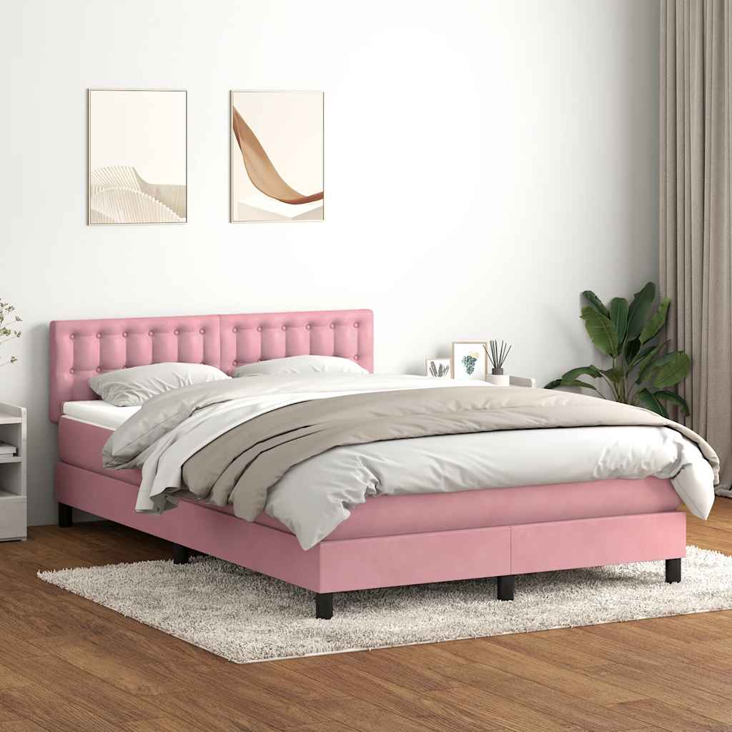 Box Spring Postel S Matrací Růžová 160X220 Cm Samet