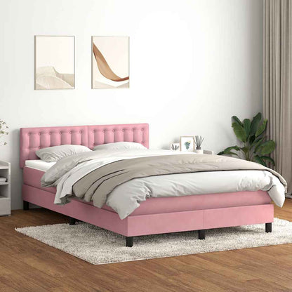 Box Spring Postel S Matrací Růžová 160X220 Cm Samet