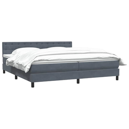 Box Spring Postel S Matrací Samet Tmavě Šedá