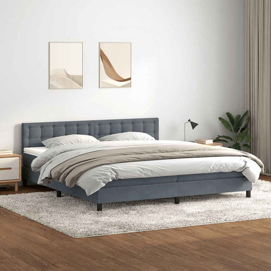 Box Spring Postel S Matrací Samet Tmavě Šedá