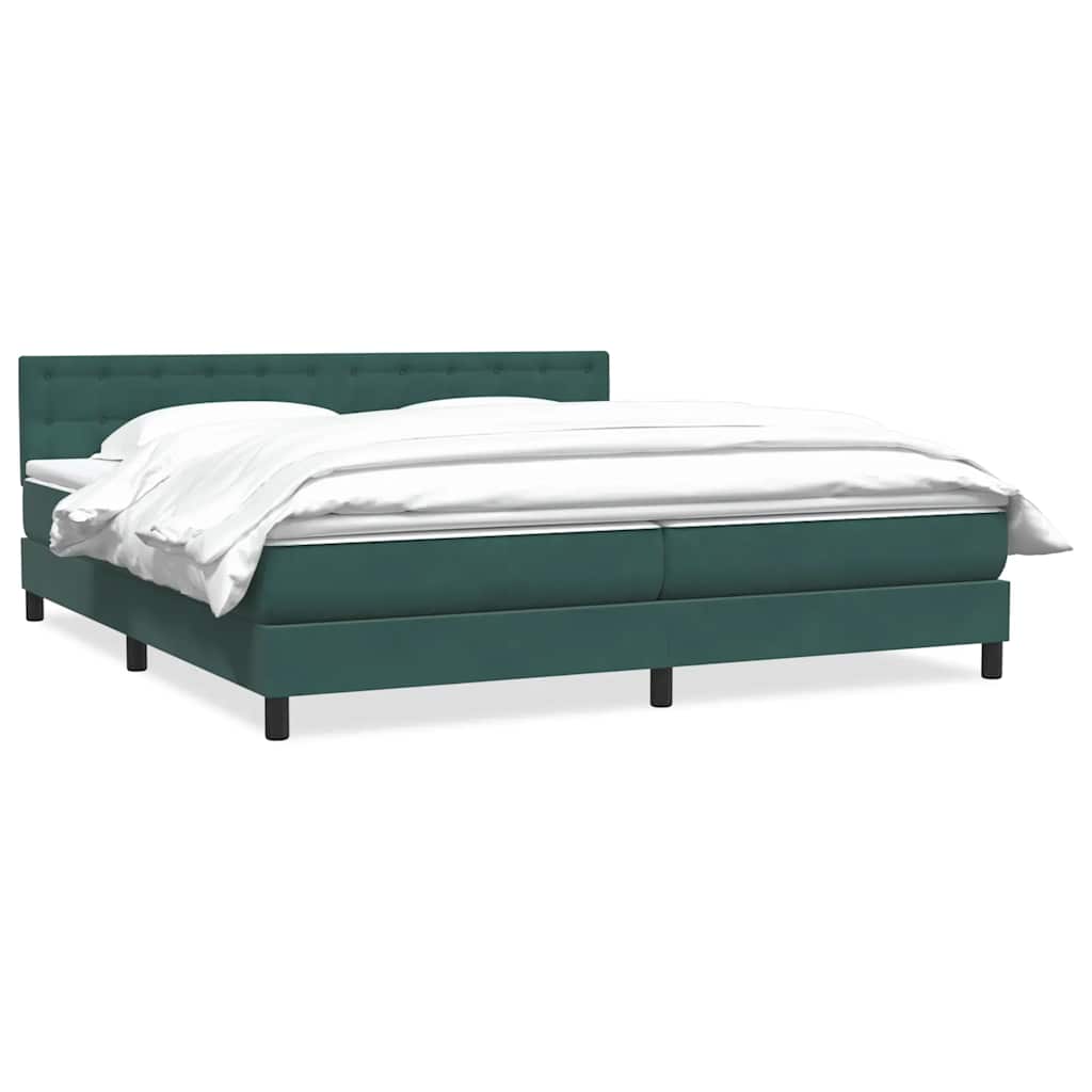 Box Spring Postel S Matrací Tmavě Zelená 180X220 Cm Samet
