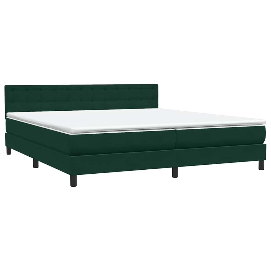Box Spring Postel S Matrací Tmavě Zelená 180X220 Cm Samet