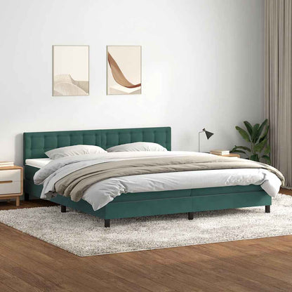 Box Spring Postel S Matrací Tmavě Zelená 180X220 Cm Samet