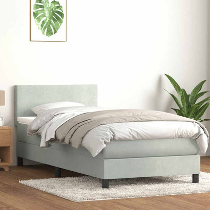 Box Spring Postel S Matrací A Led Samet Světle Šedá