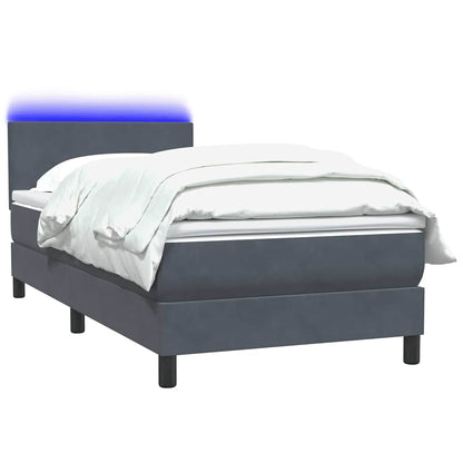 Box Spring Postel S Matrací A Led Tmavě Šedá 80X210 Cm Samet