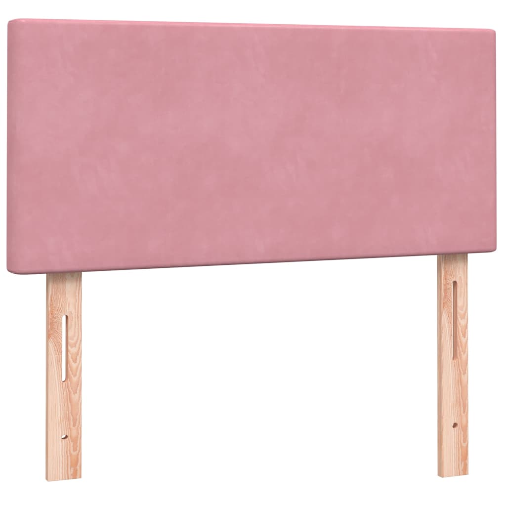Box Spring Postel S Matrací A Led Růžová 90X210 Cm Samet