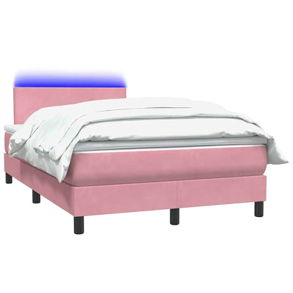 Box Spring Postel S Matrací A Led Růžová 120X210 Cm Samet