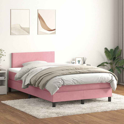 Box Spring Postel S Matrací A Led Růžová 120X210 Cm Samet