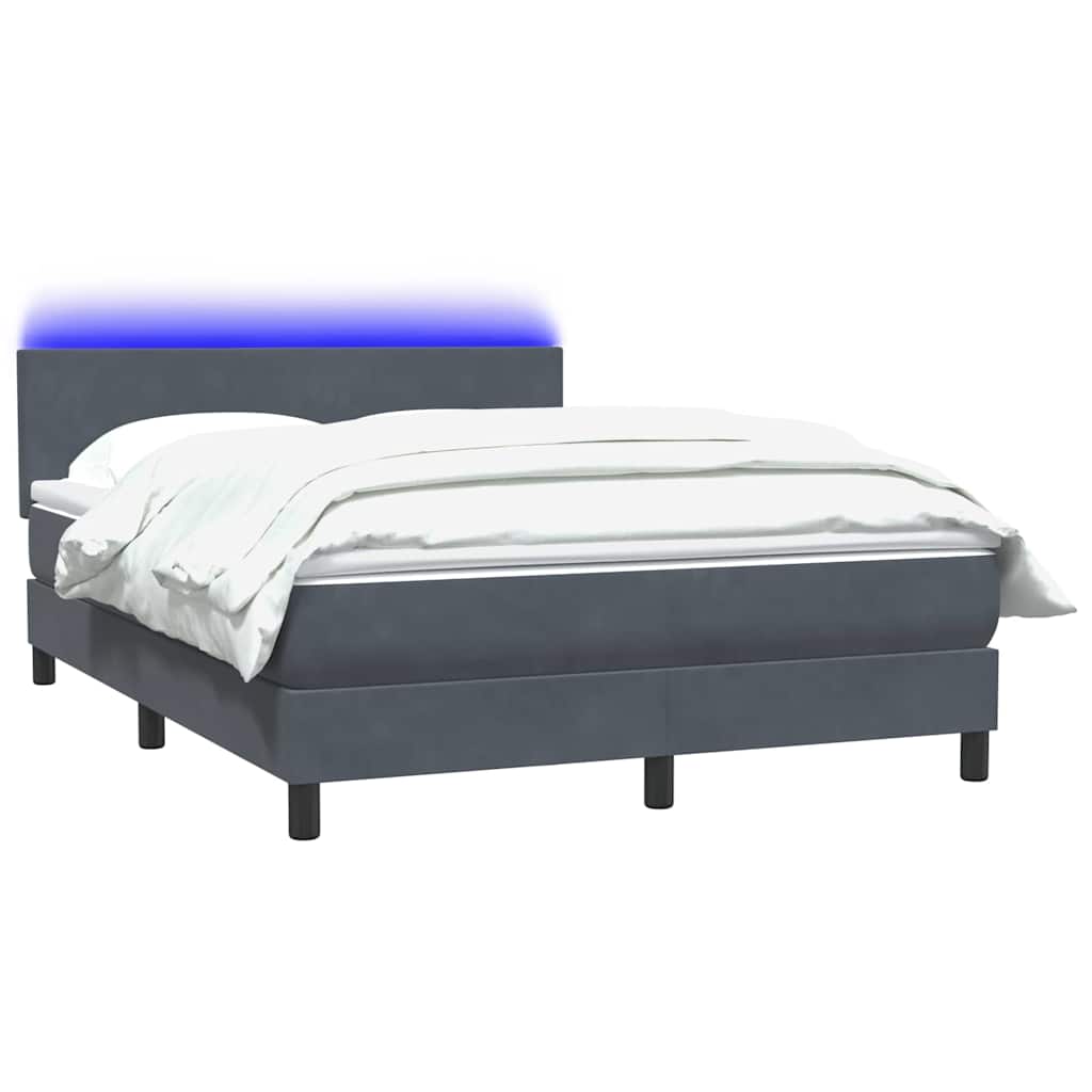 Box Spring Postel S Matrací A Led Tmavě Šedá 160X210 Cm Samet