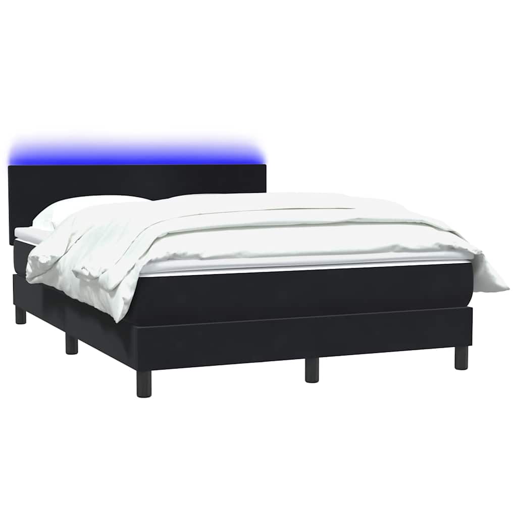 Box Spring Postel S Matrací A Led Černá 160X210 Cm Samet