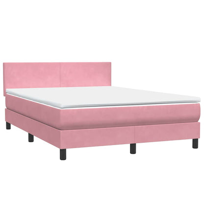 Box Spring Postel S Matrací A Led Růžová 160X210 Cm Samet