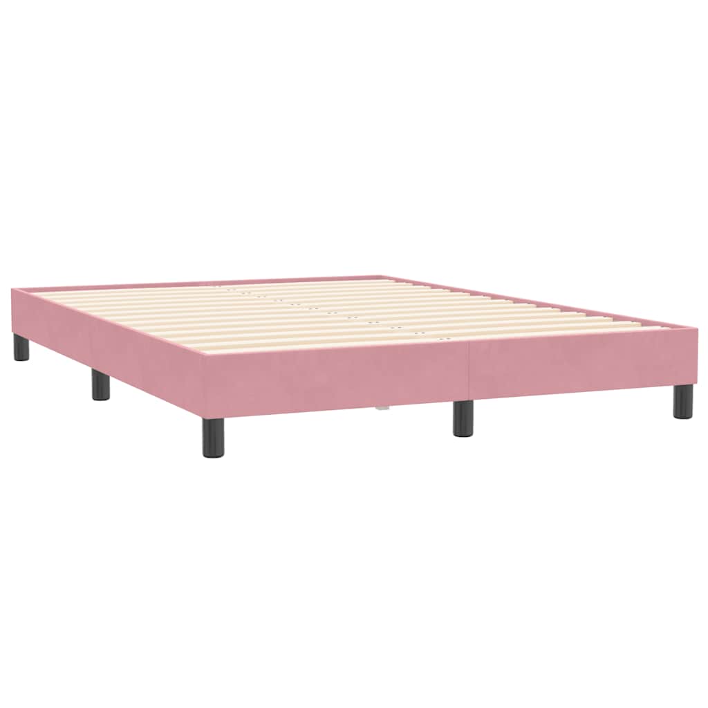 Box Spring Postel S Matrací A Led Růžová 160X210 Cm Samet