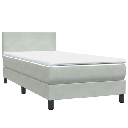 Box Spring Postel S Matrací A Led Světle Šedá 80X220 Cm Samet