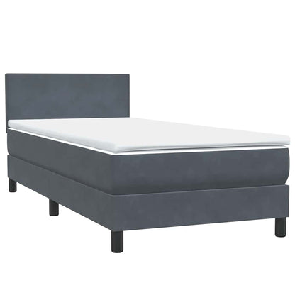 Box Spring Postel S Matrací A Led Tmavě Šedá 80X220 Cm Samet